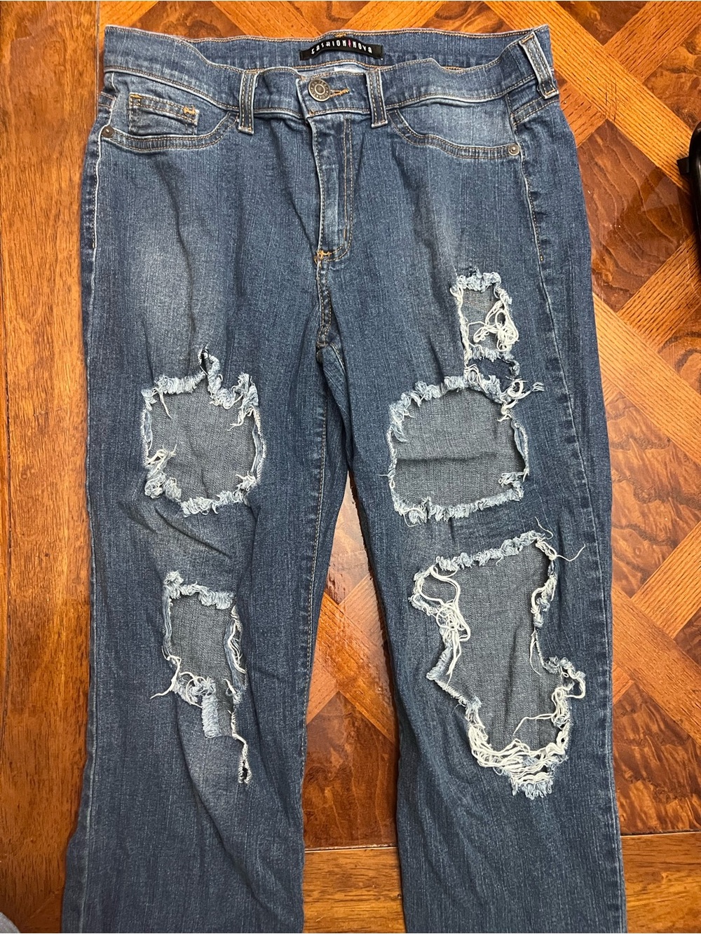 Fashion Nova Women’s Distressed Blue Straight Jeans